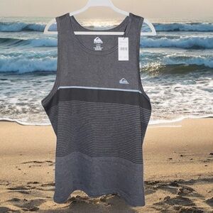 Quiksilver Men’s Tank Top Size L Gray Striped Sleeveless Shirt NWT!